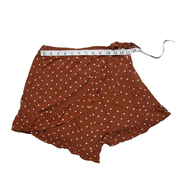 American Eagle Brown Polka Dot Faux Wrap Shorts, size Extra Small - Picture 9 of 10